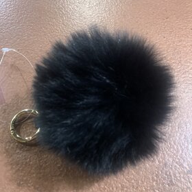 Black Fox Pom Ball Keychain