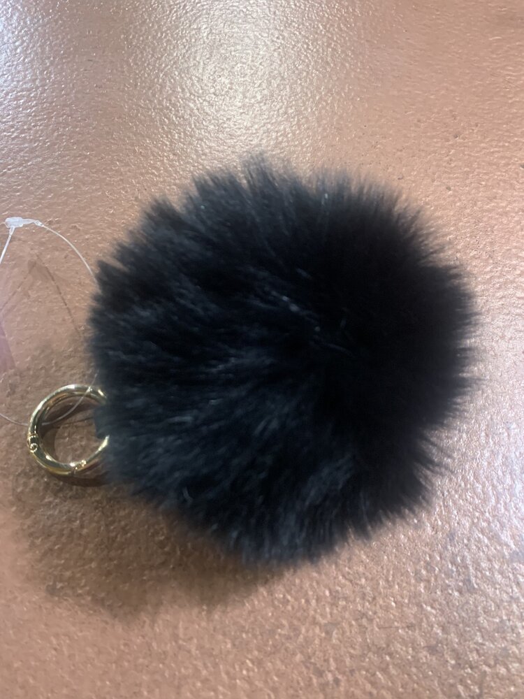 Black Fox Pom Ball Keychain