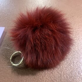 Red Fox Pom Ball Keychain