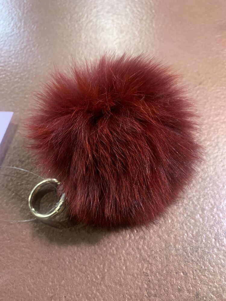 Red Fox Pom Ball Keychain