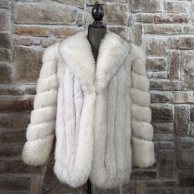 Blue Fox Jacket With Statement Shawl Collar, Size S