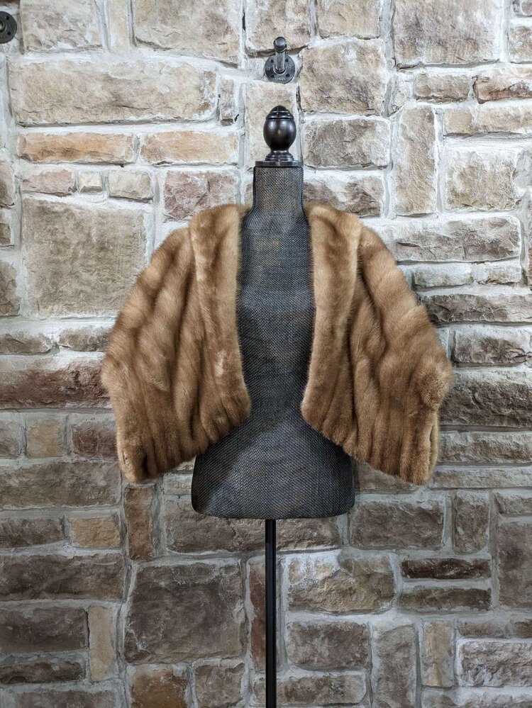 Autumn Haze Mink Stole with Sleeve Option, Size O/S