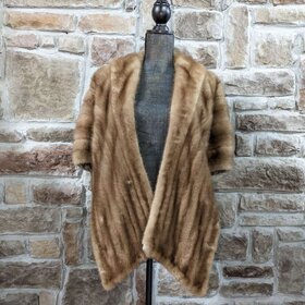 Autumn Haze Mink Stole with Sleeve Option, Size O/S