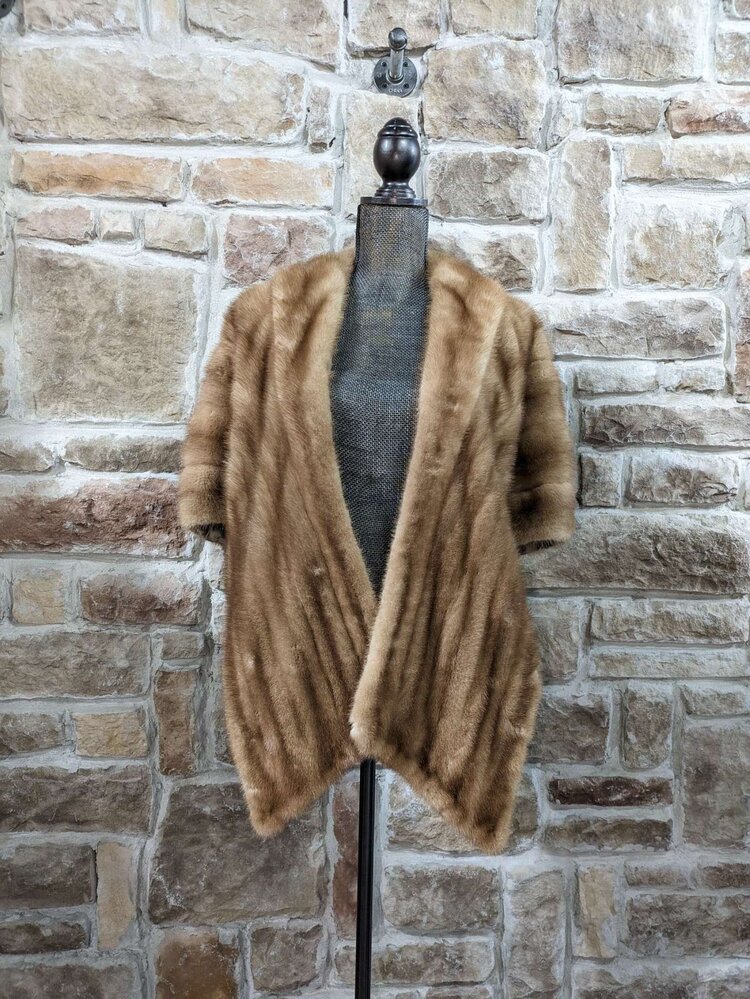 Autumn Haze Mink Stole with Sleeve Option, Size O/S