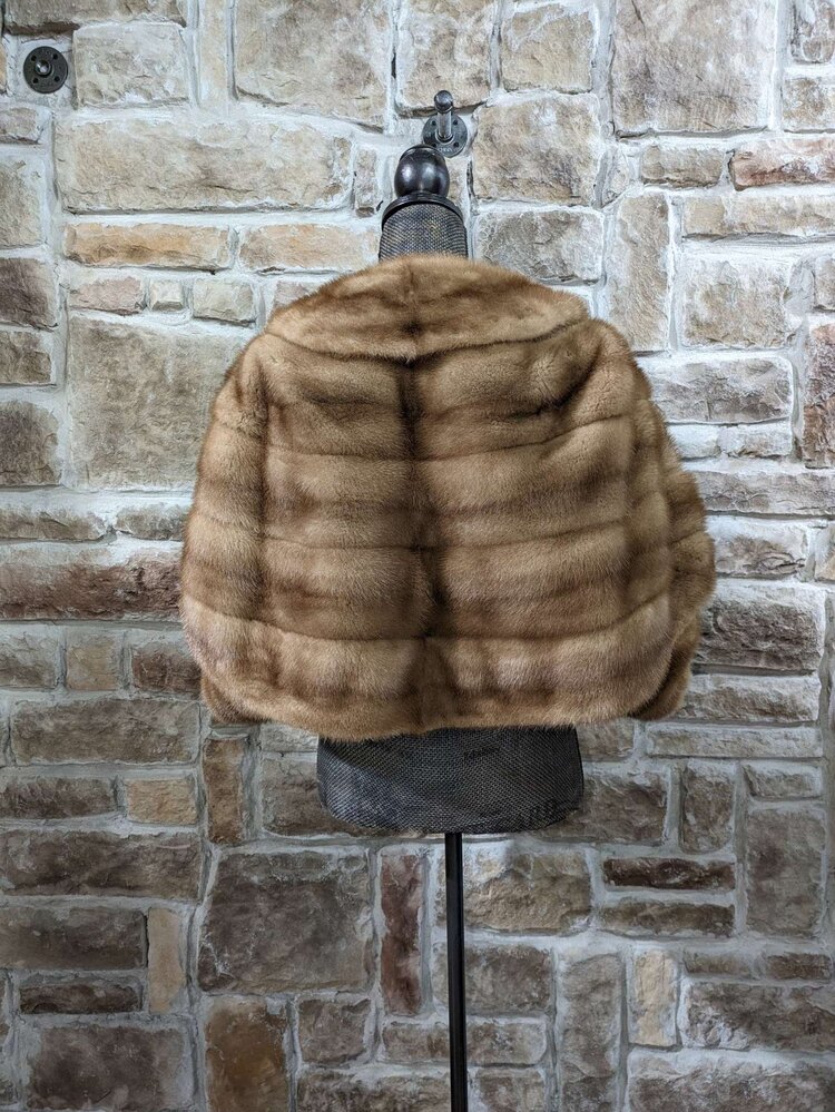 Autumn Haze Mink Stole with Sleeve Option, Size O/S