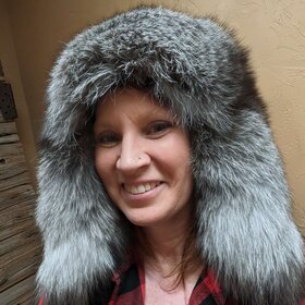 Silver Fox Russian Ushanka Style Hat, Size L/XL