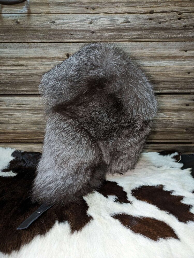 Silver Blue Frost Fox Russian Ushanka Style Hat, OS