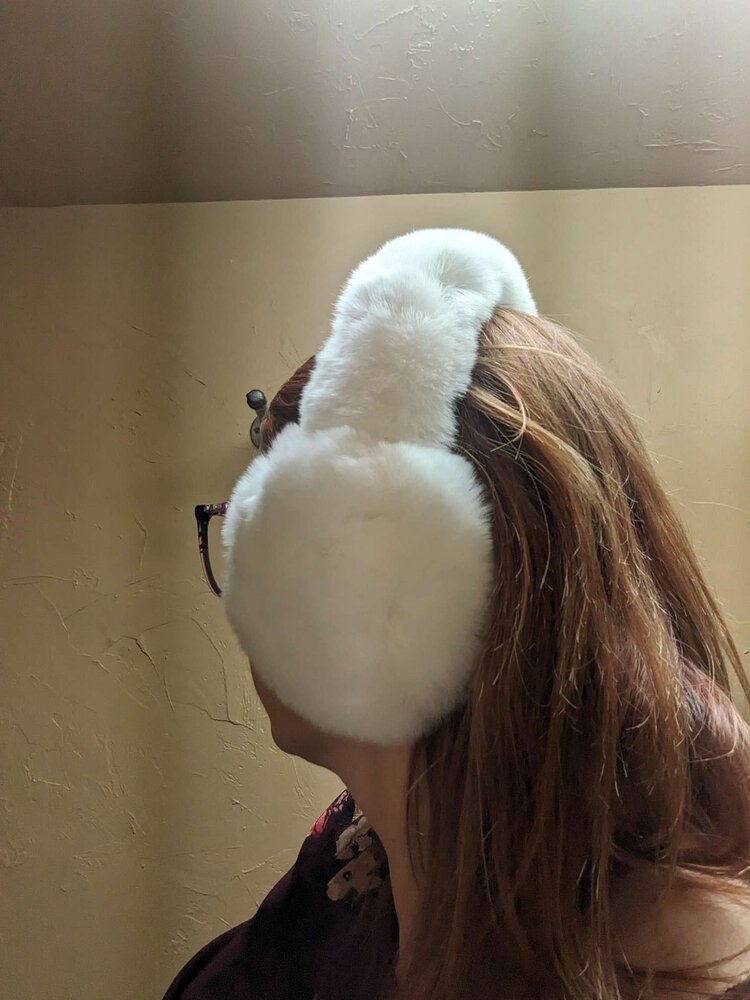 White Rabbit Ear Muffs