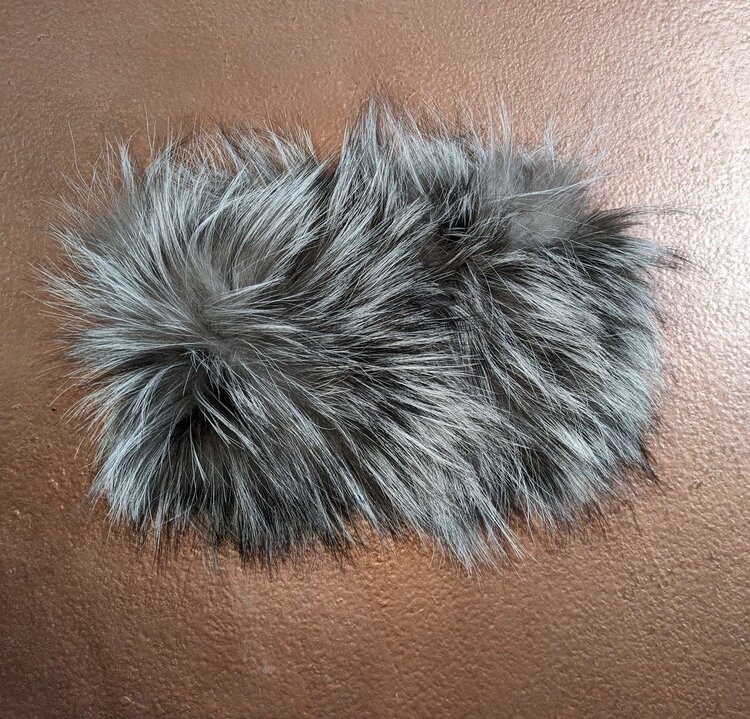 Gray and Silver Knitted  Fox Fur Headband, O/S
