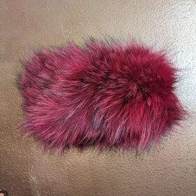 Raspberry Knitted  Fox Fur Headband, O/S