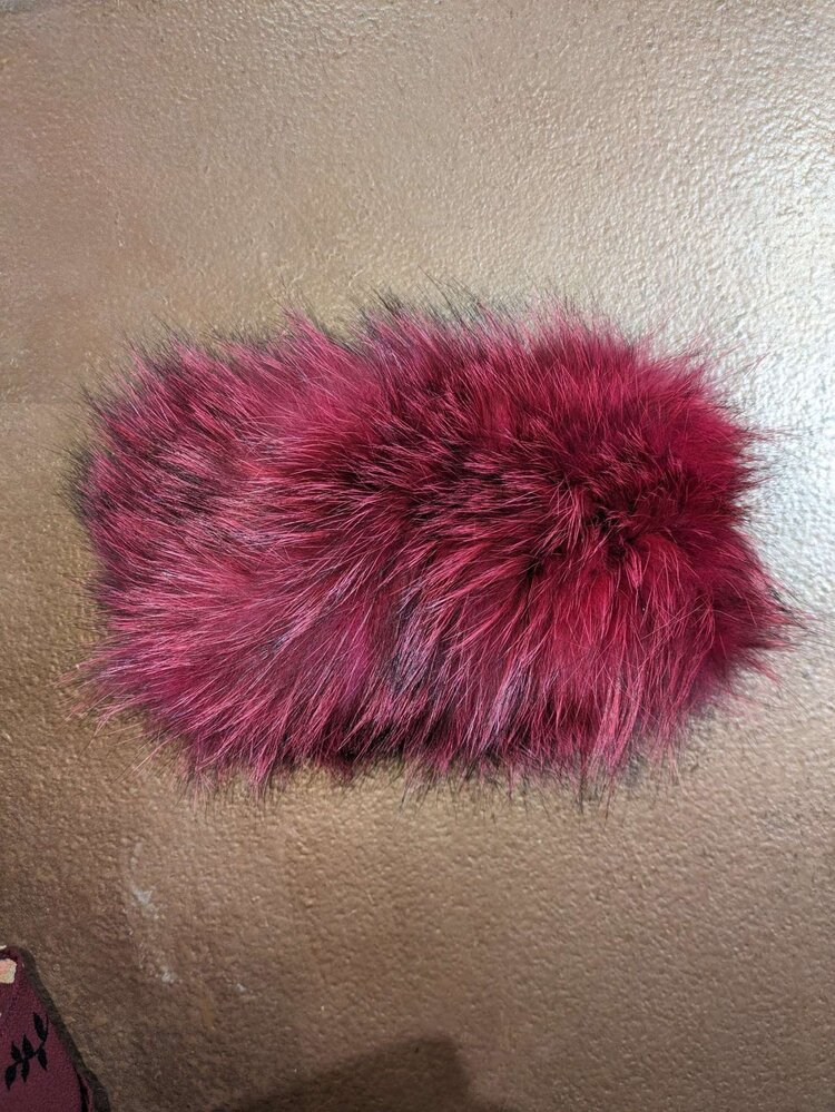 Raspberry Knitted  Fox Fur Headband, O/S