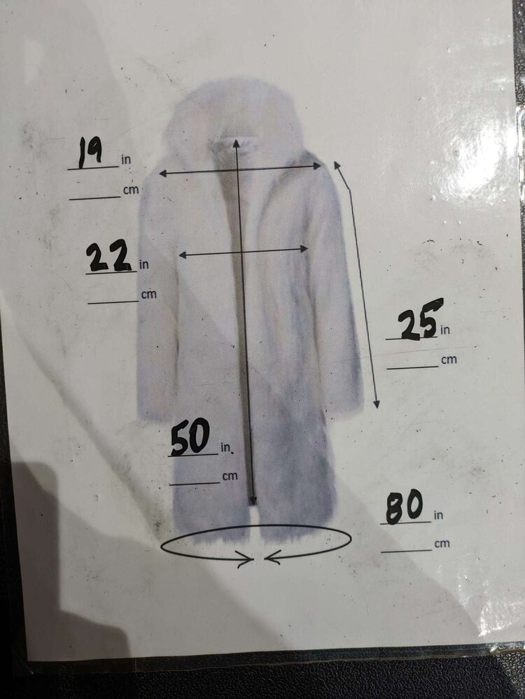 Dark Brown Leather Long Coat With Fox Tux Trim, Size L