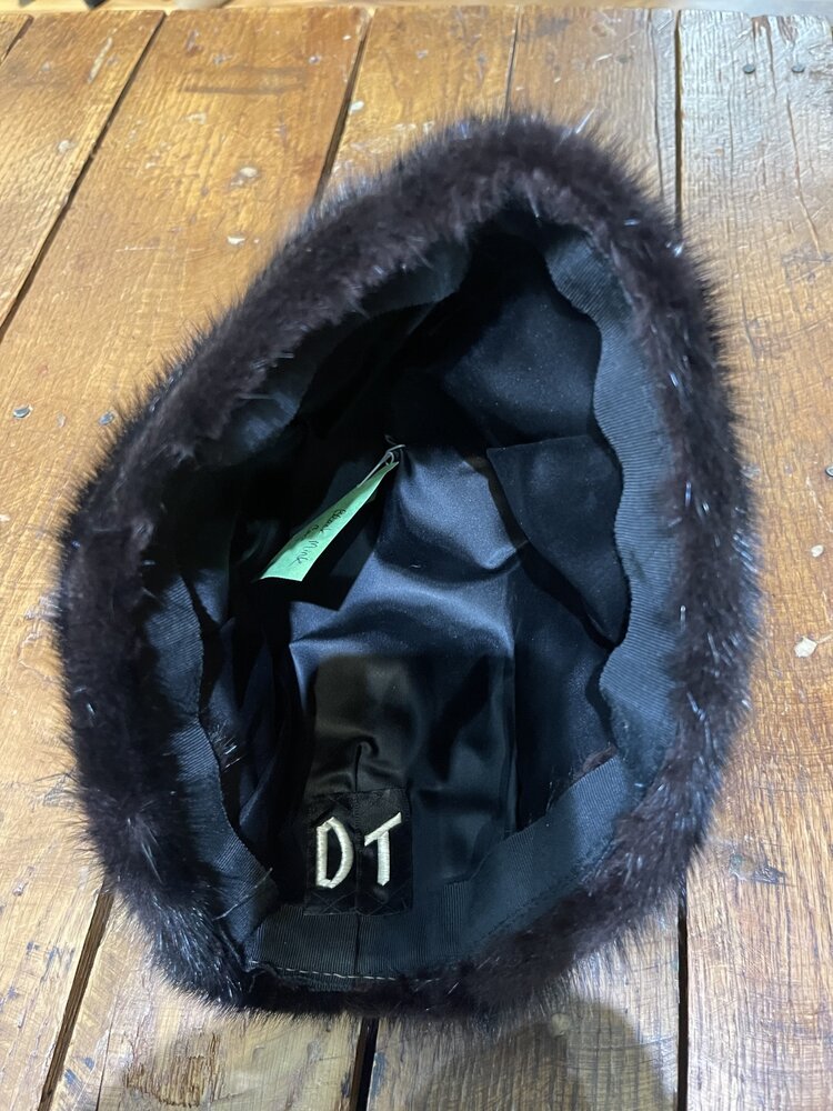 Black Mink Beanie Cap, Size S