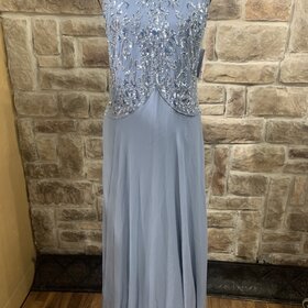 Light Blue Beaded Top Sleeveless Gown, Size 16P