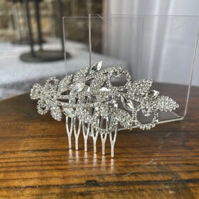 Silver Marquise Round Stone Hair Comb