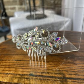 AB Iridescent Marquise Round Stone Hair Comb