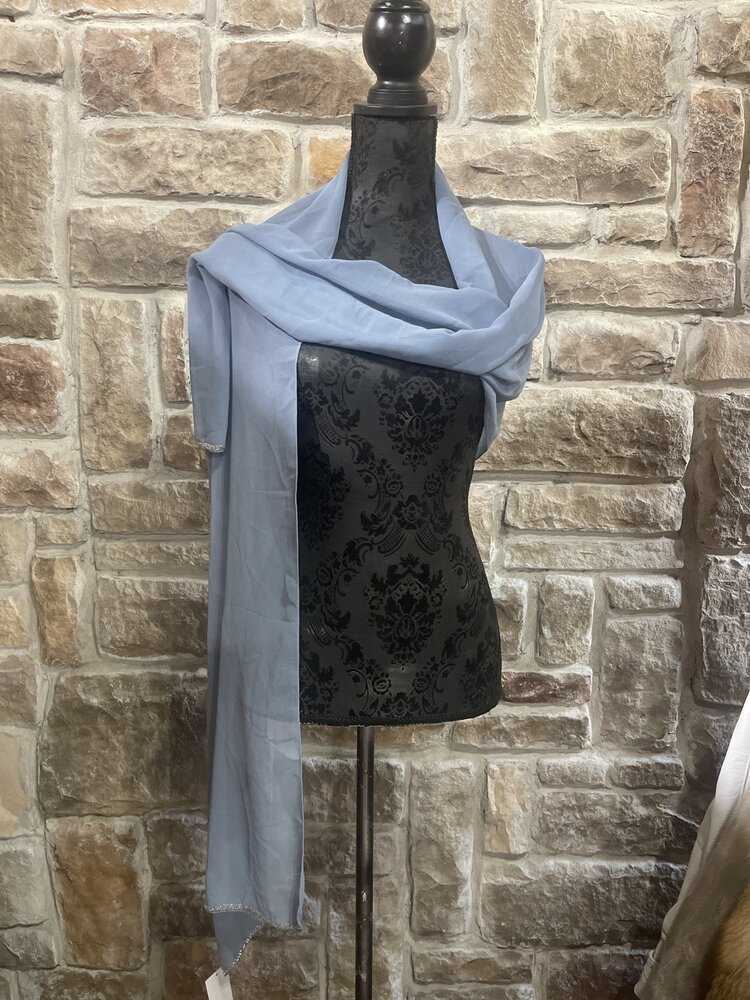 Slate Blue Beaded Scarf