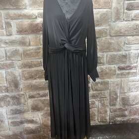 Eloquii Black Midi Dress with Gathered Waist, Size 18