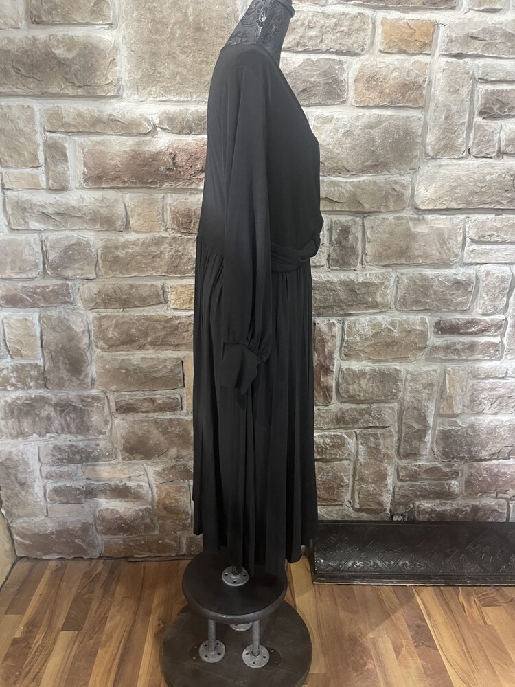 Eloquii Black Midi Dress with Gathered Waist, Size 18