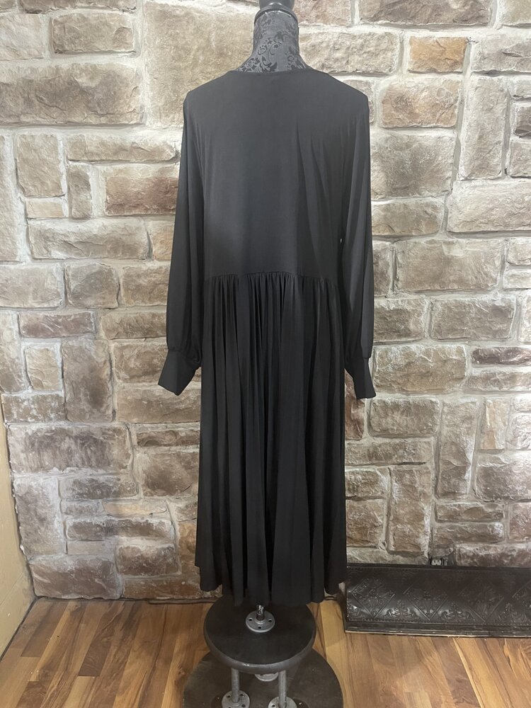 Eloquii Black Midi Dress with Gathered Waist, Size 18