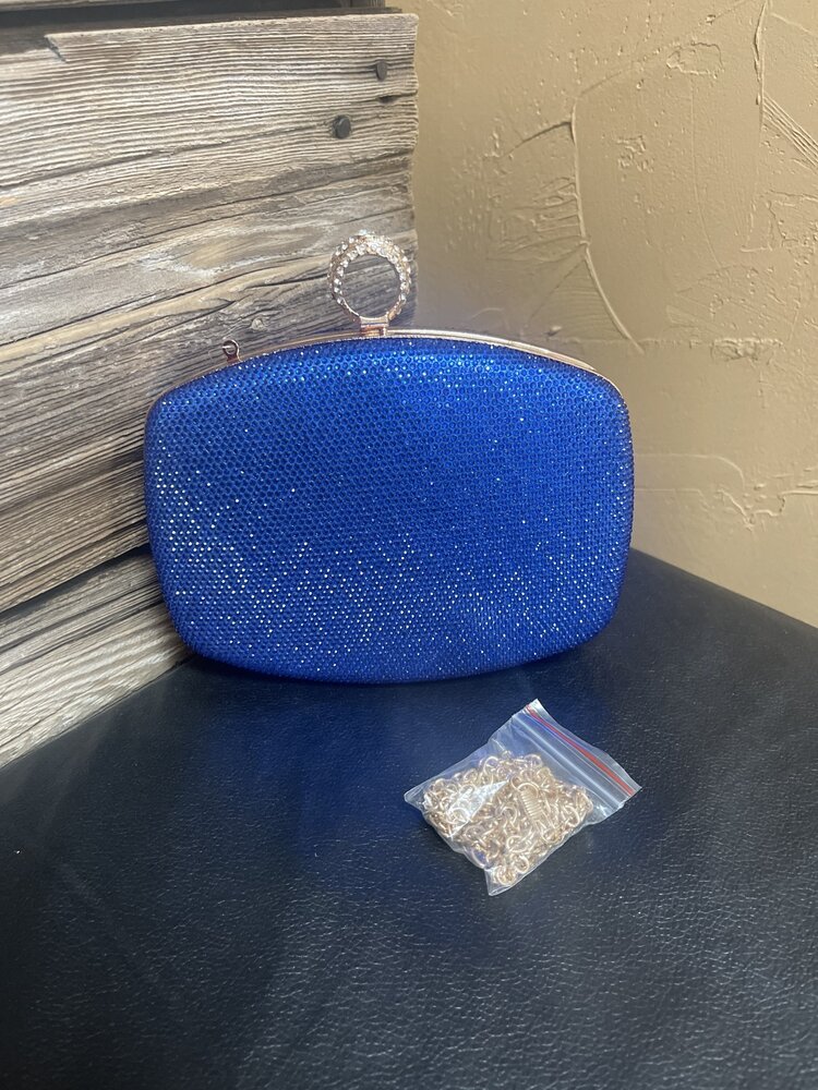 Wona Trading Royal Blue Shimmery Evening Clutch Bag