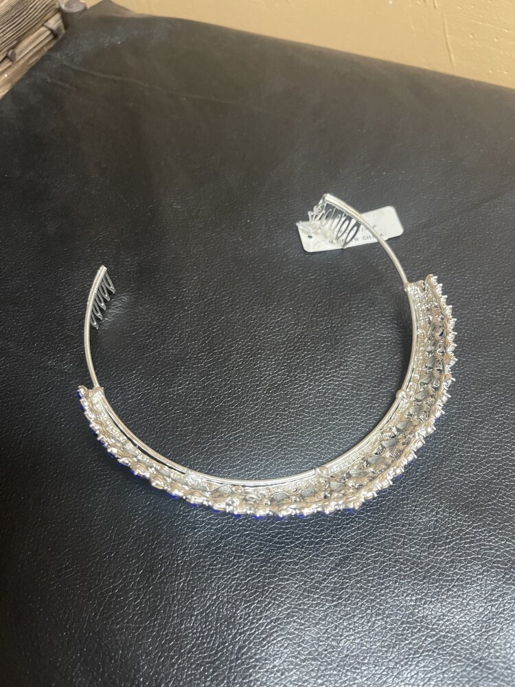 Wona Trading Royal Blue Teardrop Stone Cluster Princess Tiara