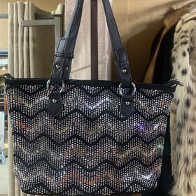 Black Rhinestone Blingy Bag