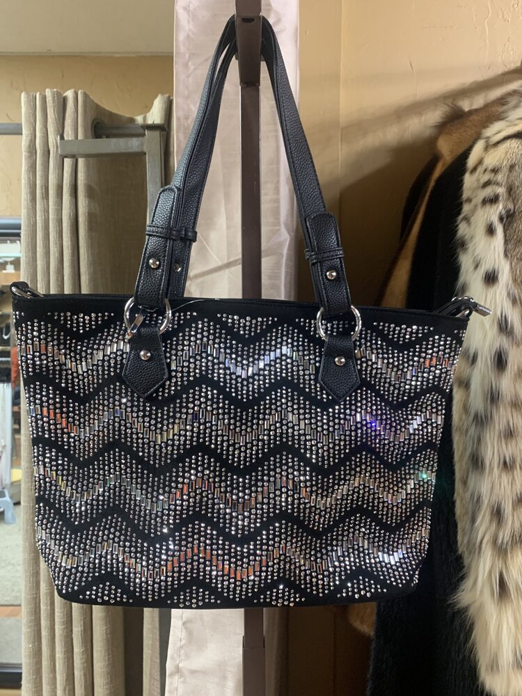 Black Rhinestone Blingy Bag
