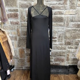 Black Jersey Long Sleeve Dress, Size XL