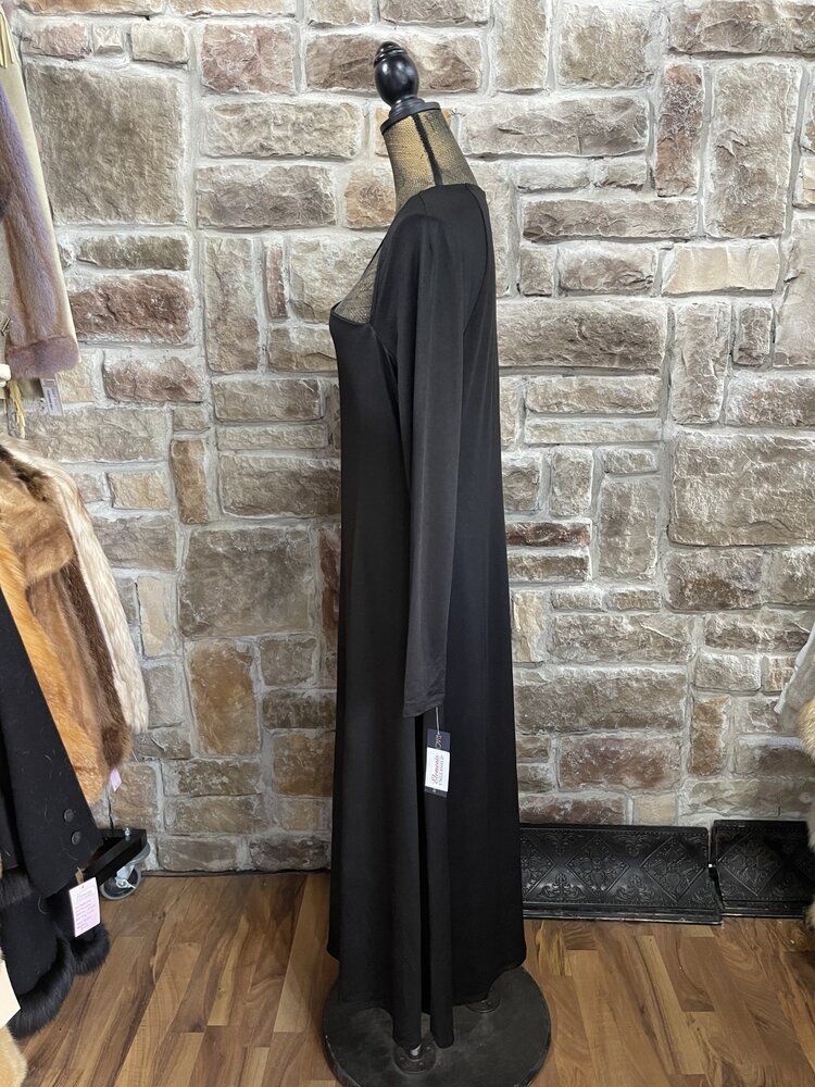 Black Jersey Long Sleeve Dress, Size XL