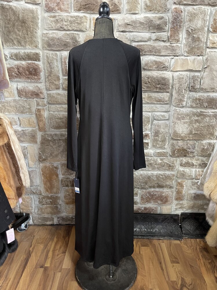 Black Jersey Long Sleeve Dress, Size XL