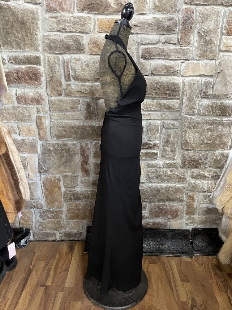Speechless Black Plunging Neckline Halter Gown, Size 3