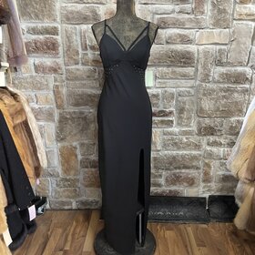 City Studio Black Illusion Studded Gown