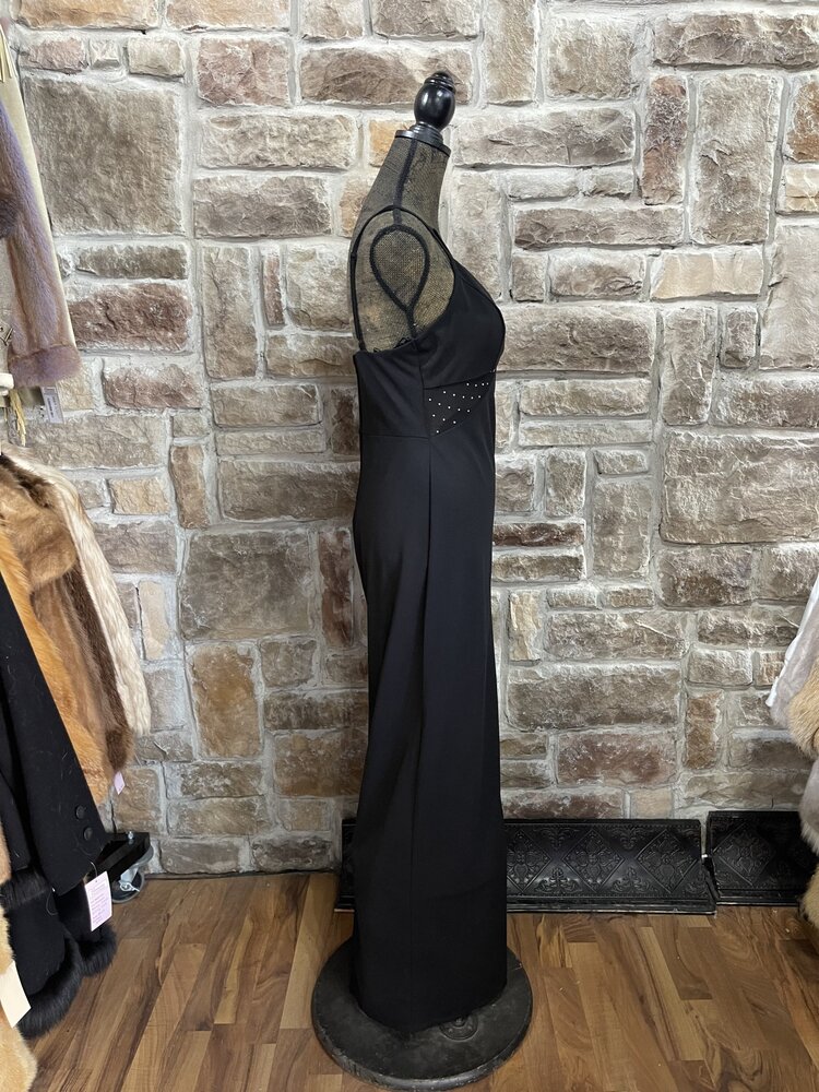 City Studio Black Illusion Studded Gown