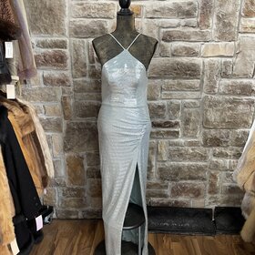 City Studio Mint Gown with Silver  Sparkle, Size 9