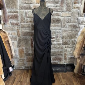 Emerald Sundae Black Shirred  Crepe Gown w/ Adjustable Straps, Size 20