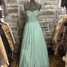 TLC Say Yes to the Prom Seafoam Green Beaded Ballgown With Lace-Up Back, Size 13