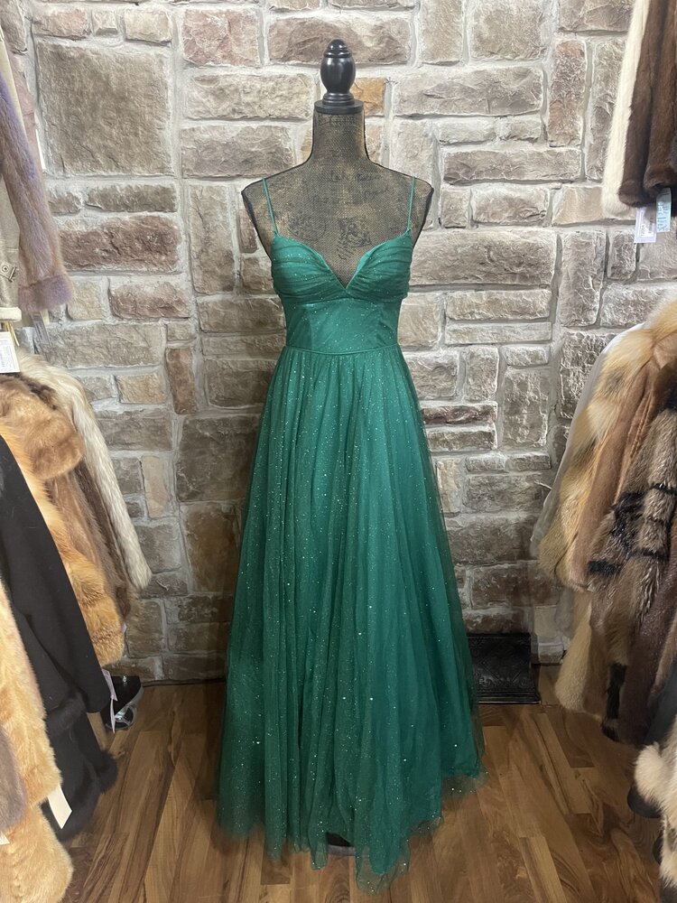 Green Glitter Tulle Gown
