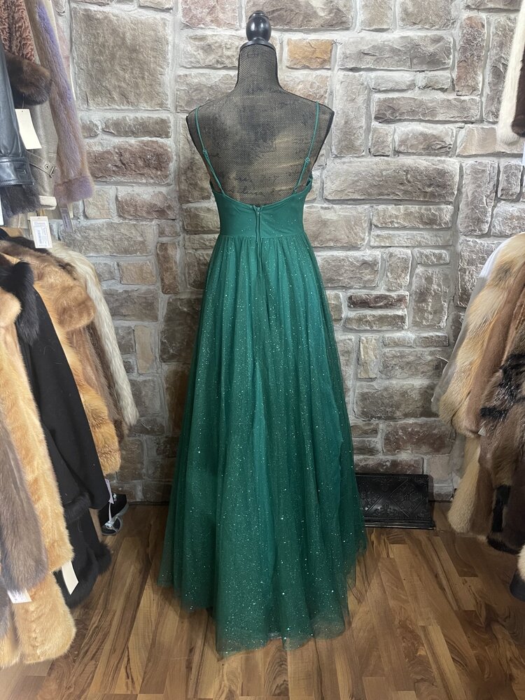 Green Glitter Tulle Gown