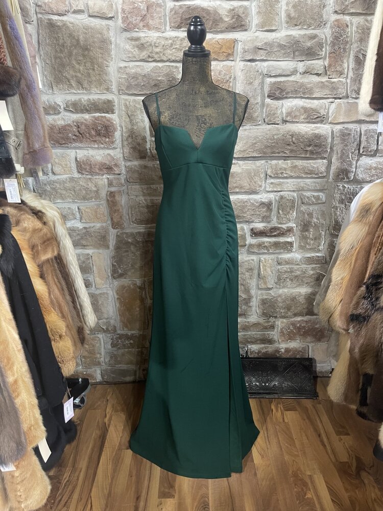 Emerald Sundae Green Split V-Neck Gown, Size XL
