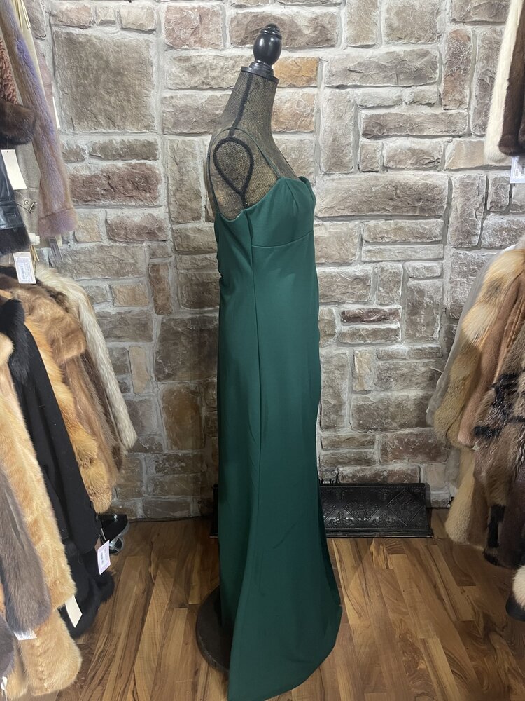 Emerald Sundae Green Split V-Neck Gown, Size XL