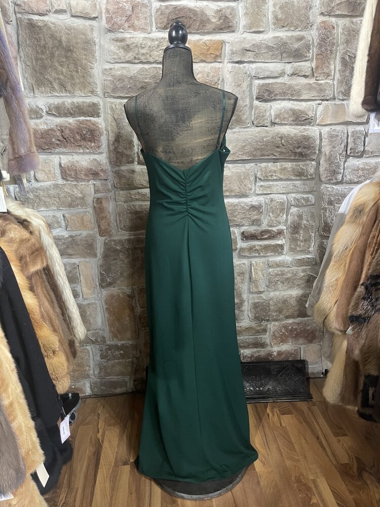 Emerald Sundae Green Split V-Neck Gown, Size XL