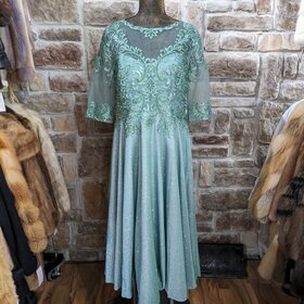 Chicas Sage Green Sparkly Skirt with Embroidered Top Gown, Size XL