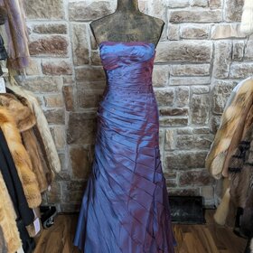 Anny's Bridal Purple Satin Strapless A-Line  Wrap Gown, Size XL