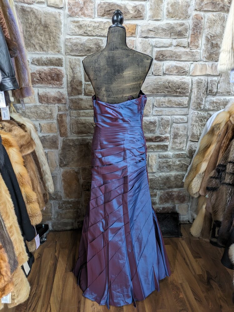 Anny's Bridal Purple Satin Strapless A-Line  Wrap Gown, Size XL