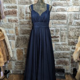 Navy Net Overlay Ruched Waistband, Size 18W