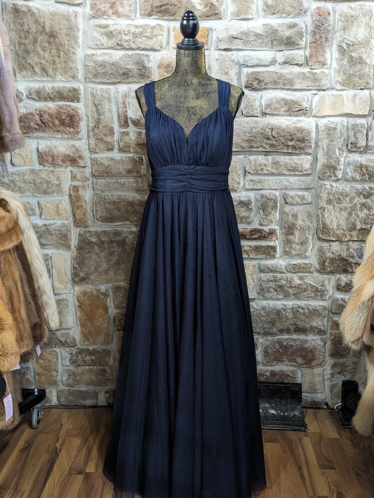 Navy Net Overlay Ruched Waistband, Size 18W