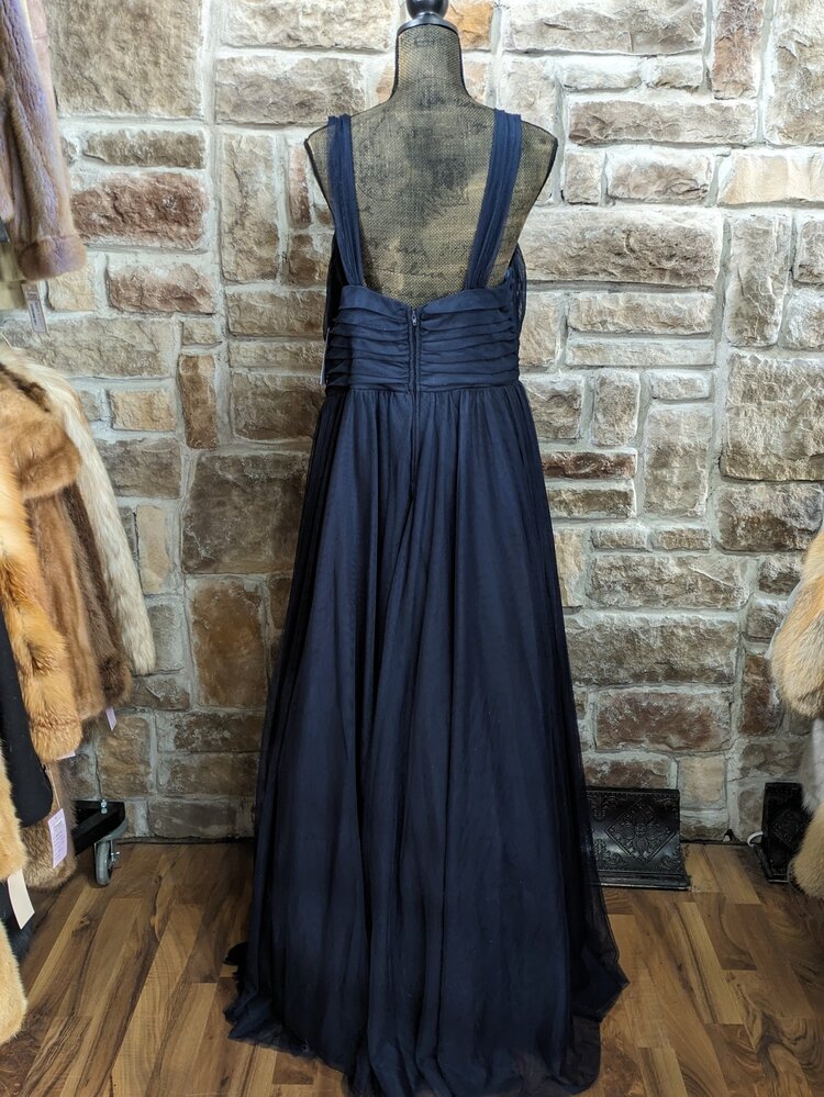 Navy Net Overlay Ruched Waistband, Size 18W