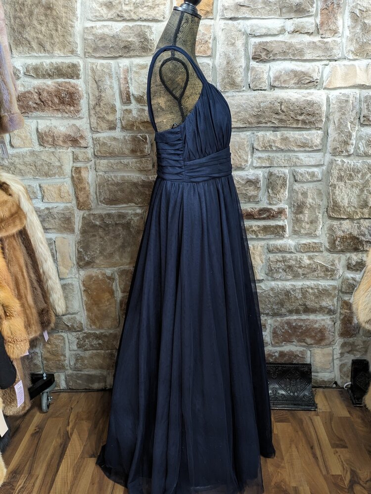 Navy Net Overlay Ruched Waistband, Size 18W