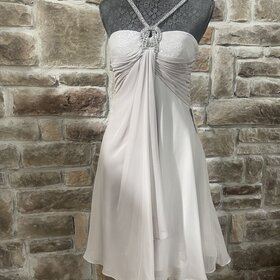 Light Gray Jeweled Cocktail Formal Dress,  Size 8